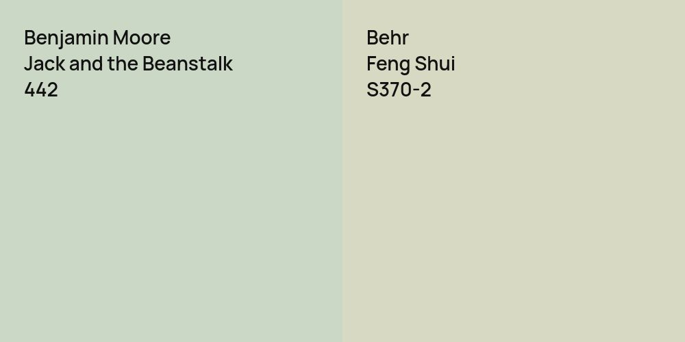 Benjamin Moore Jack and the Beanstalk vs. Behr Feng Shui