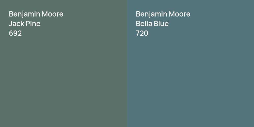 Benjamin Moore Jack Pine vs. Benjamin Moore Bella Blue