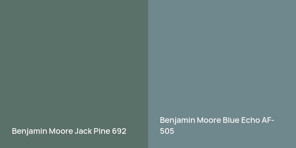 Benjamin Moore Jack Pine vs. Benjamin Moore Blue Echo