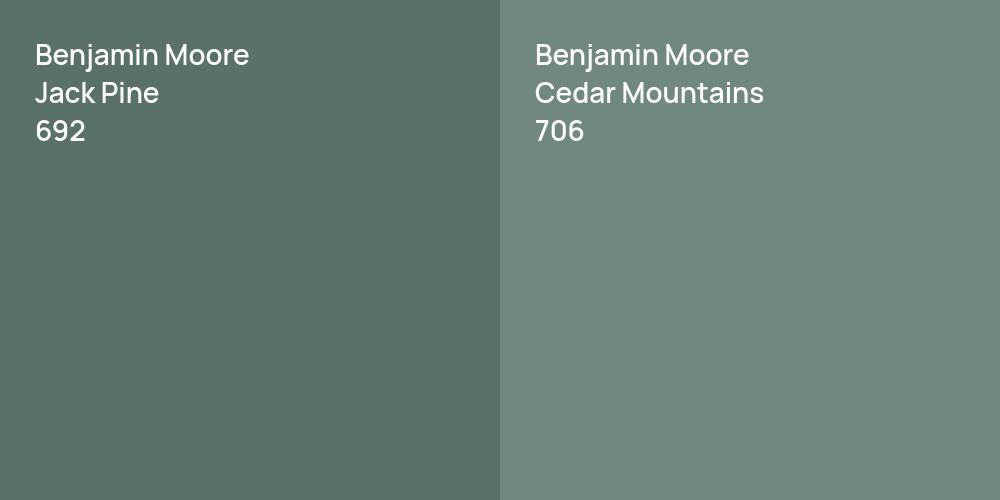 Benjamin Moore Jack Pine vs. Benjamin Moore Cedar Mountains