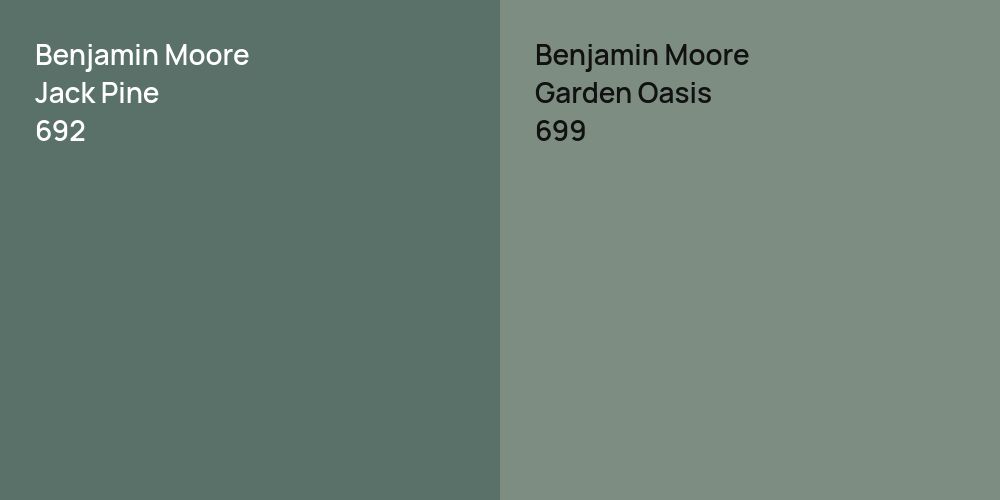 Benjamin Moore Jack Pine vs. Benjamin Moore Garden Oasis