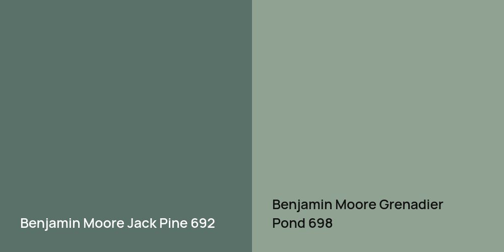 Benjamin Moore Jack Pine vs. Benjamin Moore Grenadier Pond