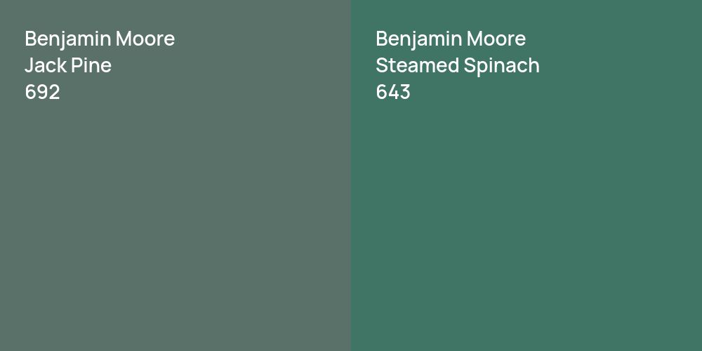 Benjamin Moore Jack Pine vs. Benjamin Moore Steamed Spinach