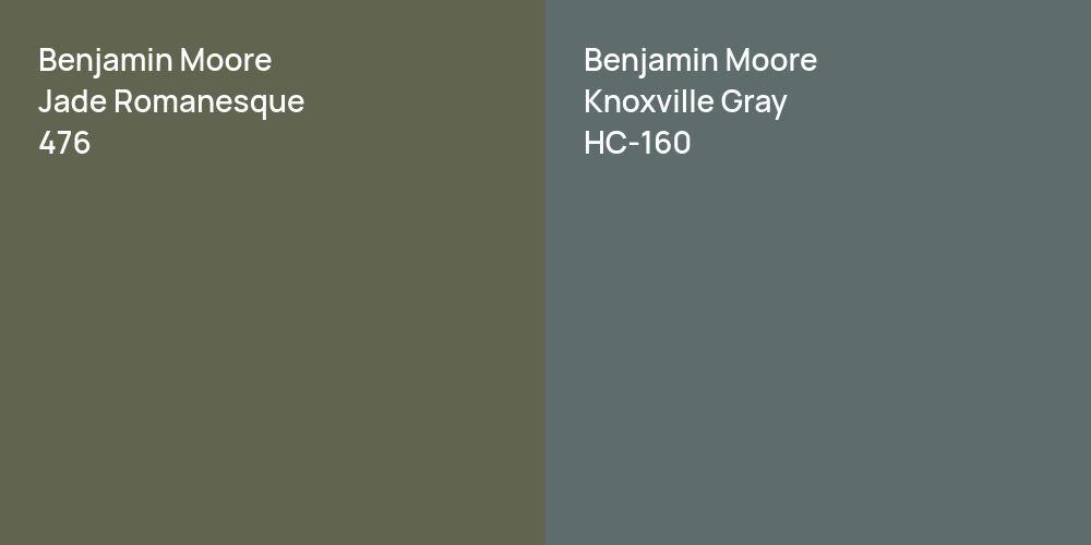 Benjamin Moore Jade Romanesque vs. Benjamin Moore Knoxville Gray