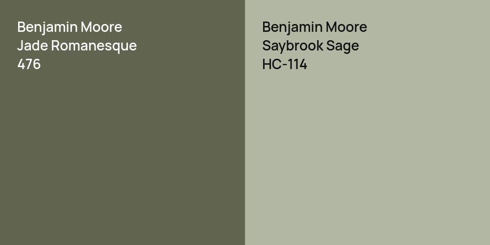 Benjamin Moore Jade Romanesque vs. Benjamin Moore Saybrook Sage