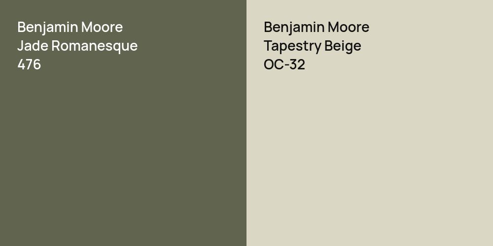 Benjamin Moore Jade Romanesque vs. Benjamin Moore Tapestry Beige