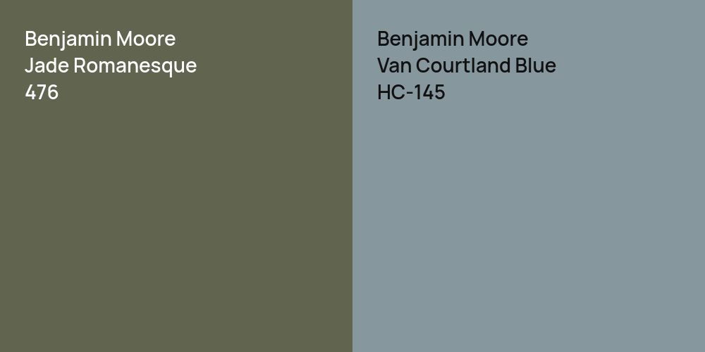 Benjamin Moore Jade Romanesque vs. Benjamin Moore Van Courtland Blue