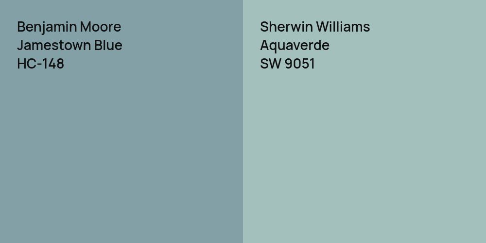 Benjamin Moore Jamestown Blue vs. Sherwin Williams Aquaverde