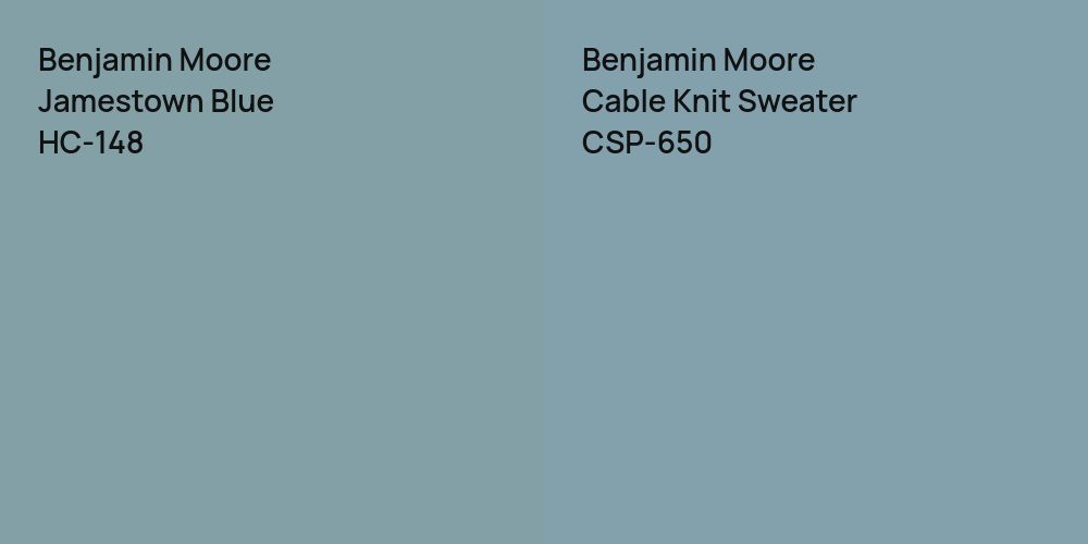 Benjamin Moore Jamestown Blue vs. Benjamin Moore Cable Knit Sweater