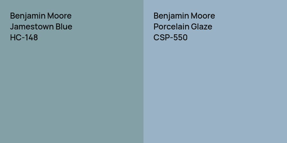 Benjamin Moore Jamestown Blue vs. Benjamin Moore Porcelain Glaze