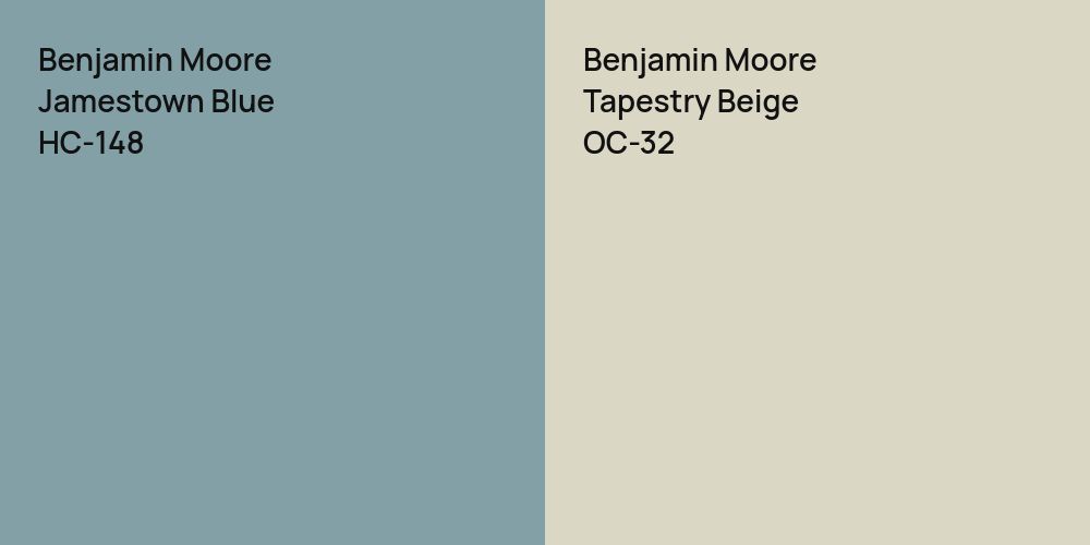 Benjamin Moore Jamestown Blue vs. Benjamin Moore Tapestry Beige