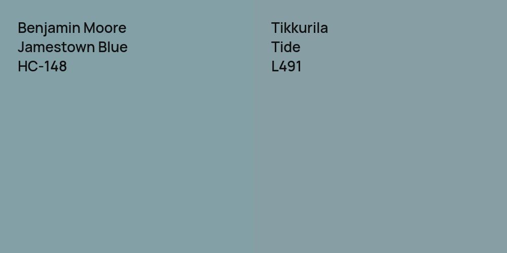 Benjamin Moore Jamestown Blue vs. Tikkurila Tide