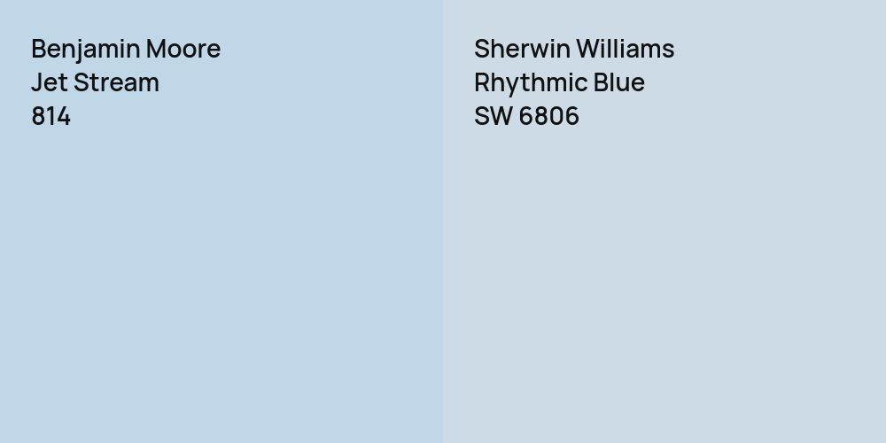 Benjamin Moore Jet Stream vs. Sherwin Williams Rhythmic Blue