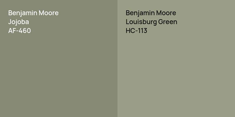 Benjamin Moore Jojoba vs. Benjamin Moore Louisburg Green