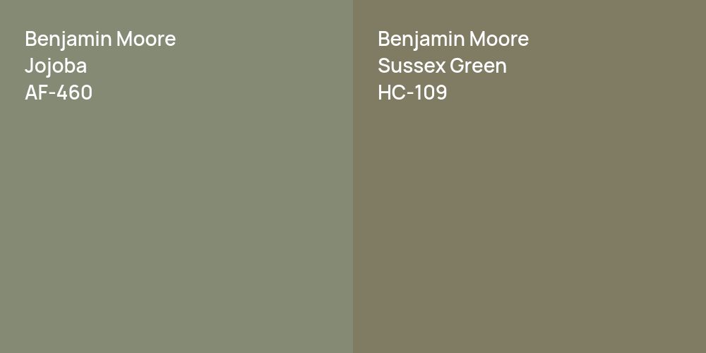 Benjamin Moore Jojoba vs. Benjamin Moore Sussex Green