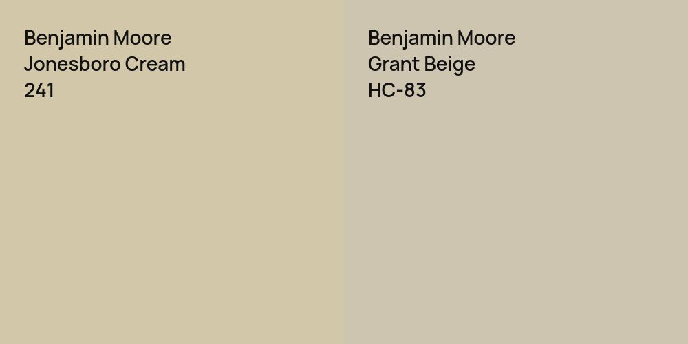 Benjamin Moore Jonesboro Cream vs. Benjamin Moore Grant Beige