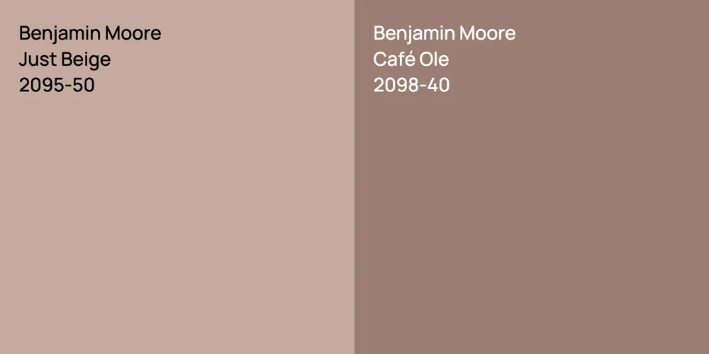 Benjamin Moore Just Beige vs. Benjamin Moore Café Ole