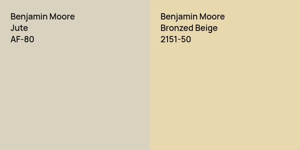 Benjamin Moore Jute vs. Benjamin Moore Bronzed Beige