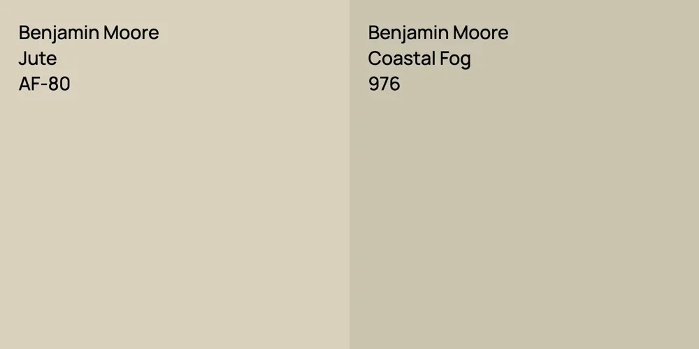 Benjamin Moore Jute vs. Benjamin Moore Coastal Fog