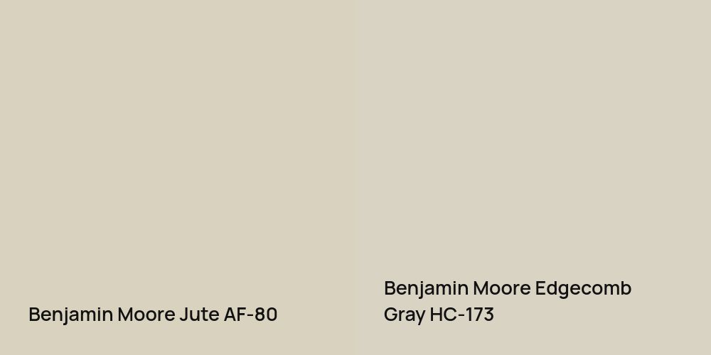 Benjamin Moore Jute vs. Benjamin Moore Edgecomb Gray