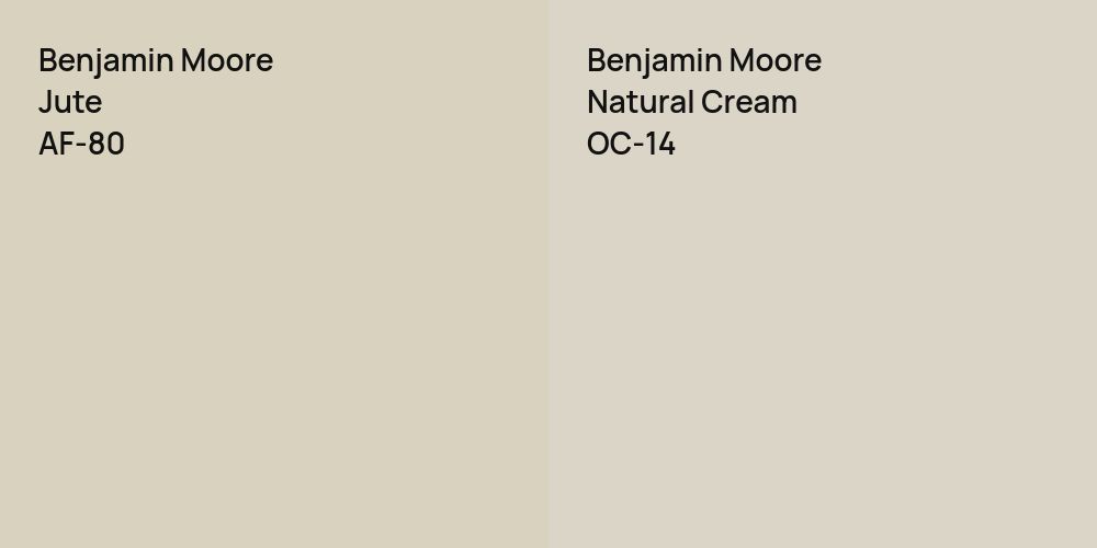 Benjamin Moore Jute vs. Benjamin Moore Natural Cream