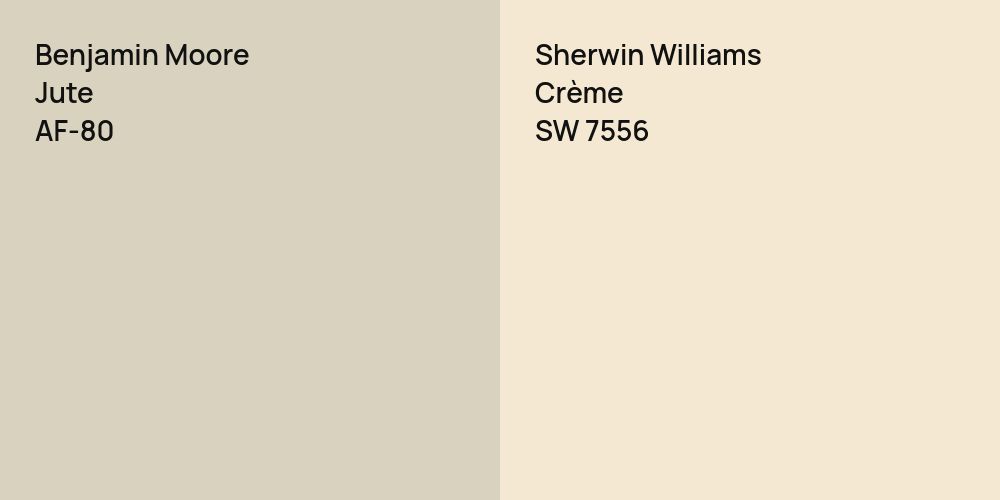 Benjamin Moore Jute vs. Sherwin Williams Crème