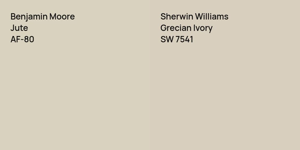 Benjamin Moore Jute vs. Sherwin Williams Grecian Ivory