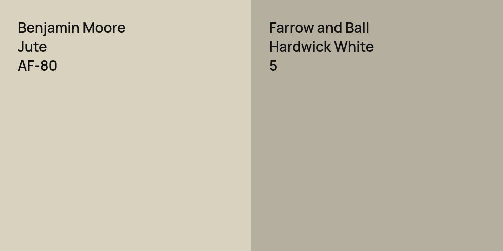 Benjamin Moore Jute vs. Farrow and Ball Hardwick White