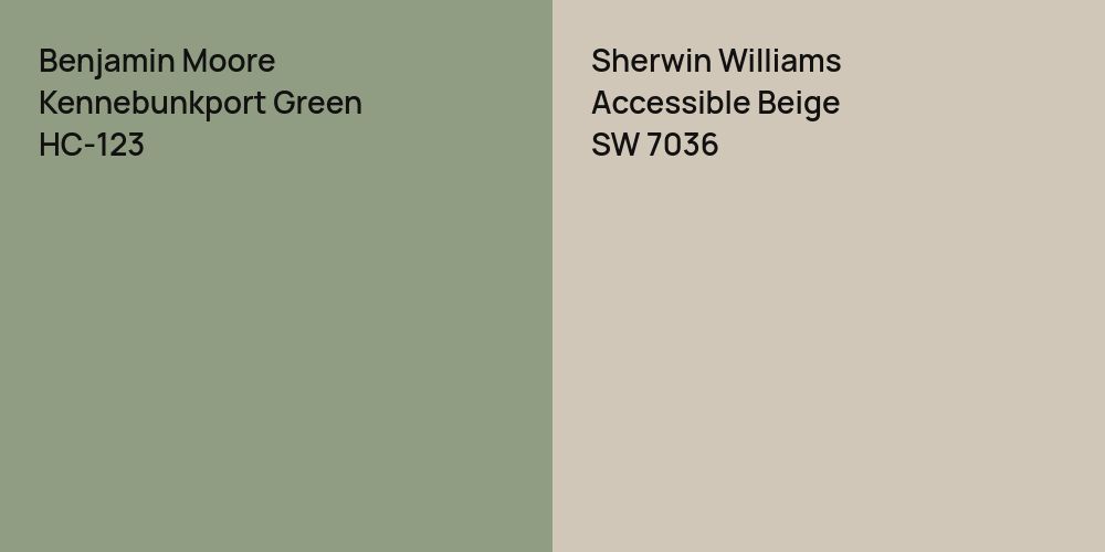 Benjamin Moore Kennebunkport Green vs. Sherwin Williams Accessible Beige