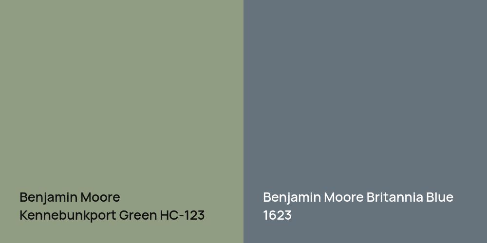 Benjamin Moore Kennebunkport Green vs. Benjamin Moore Britannia Blue