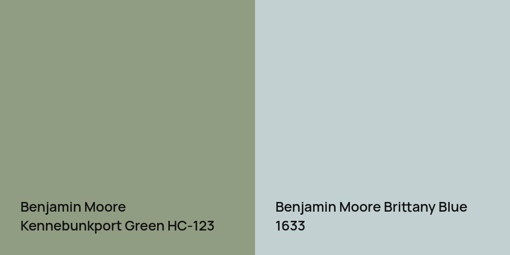 Benjamin Moore Kennebunkport Green vs. Benjamin Moore Brittany Blue