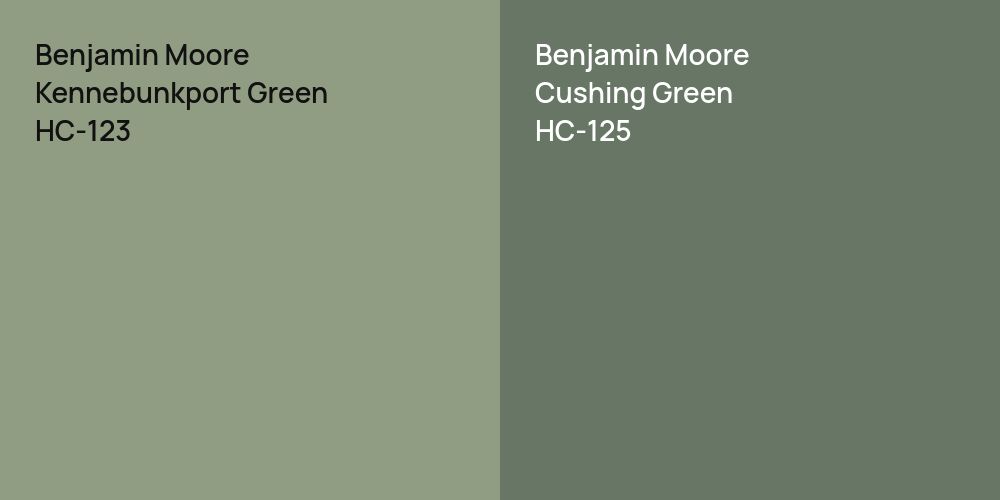 Benjamin Moore Kennebunkport Green vs. Benjamin Moore Cushing Green