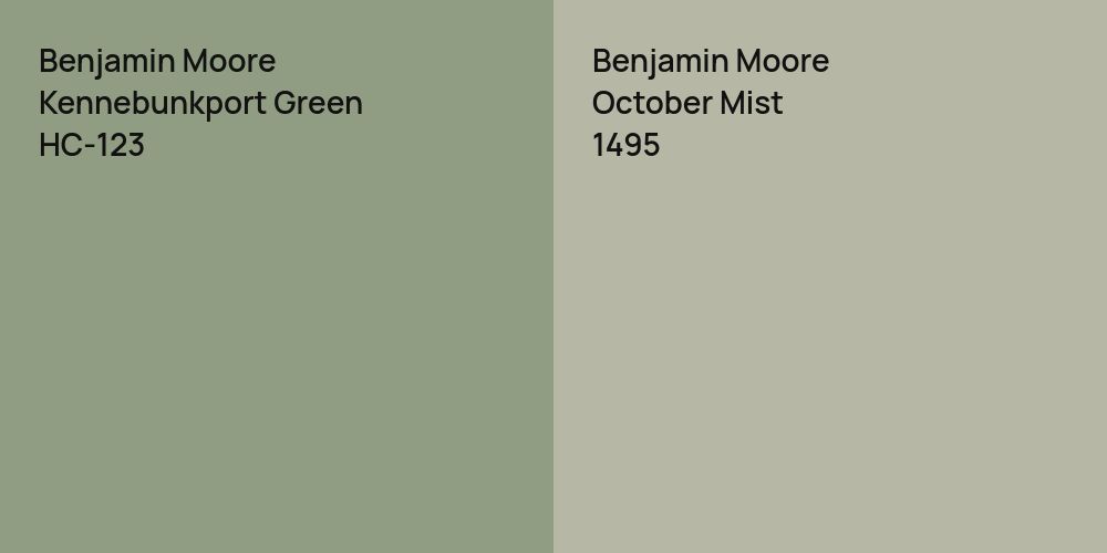 Benjamin Moore Kennebunkport Green vs. Benjamin Moore October Mist