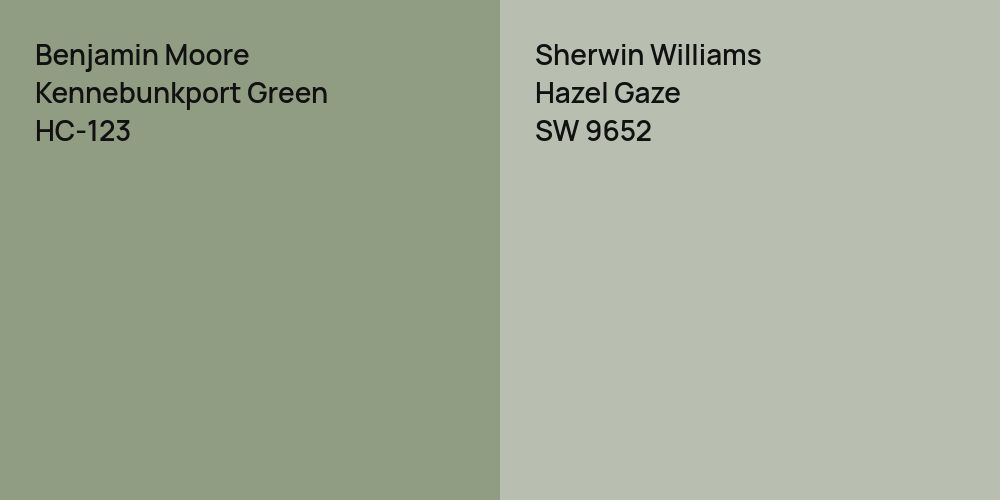 Benjamin Moore Kennebunkport Green vs. Sherwin Williams Hazel Gaze