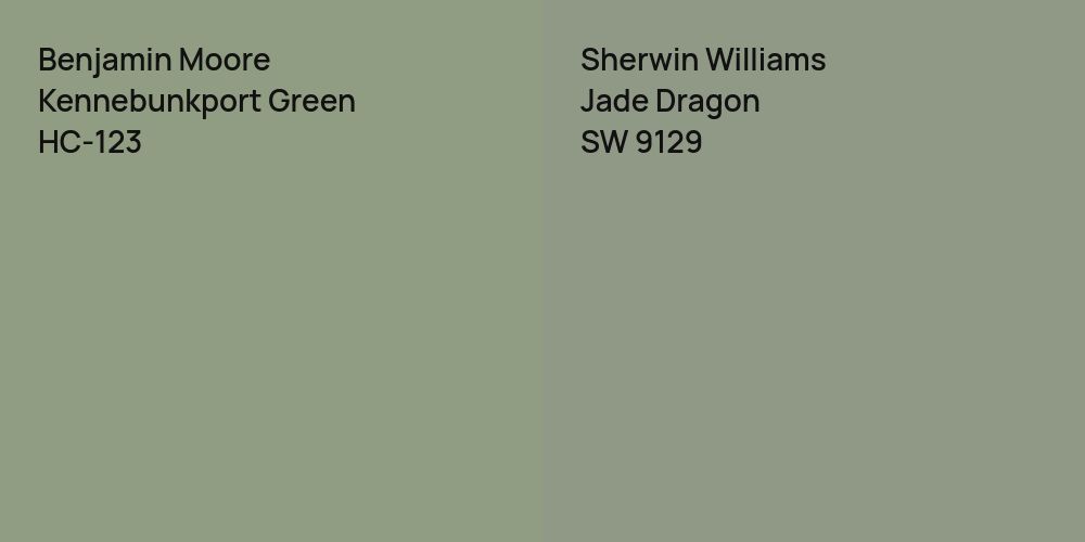 Benjamin Moore Kennebunkport Green vs. Sherwin Williams Jade Dragon