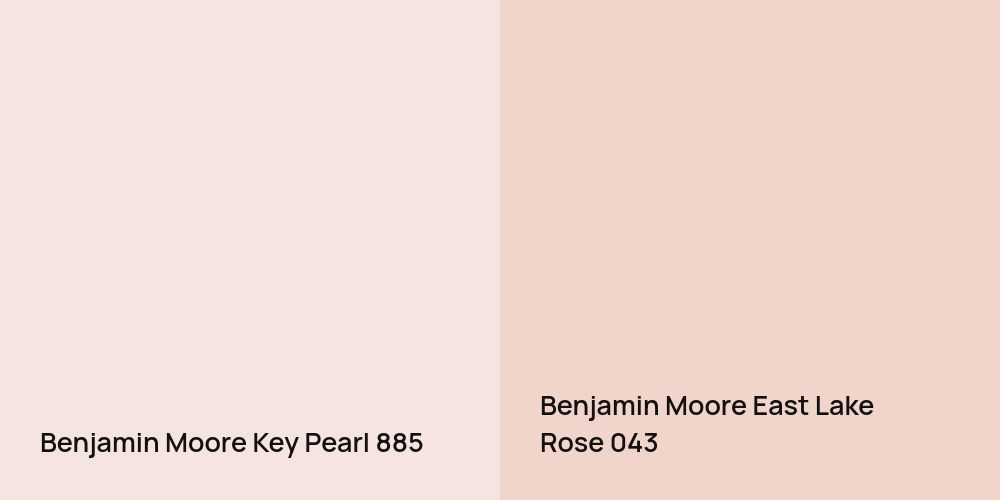 Benjamin Moore Key Pearl vs. Benjamin Moore East Lake Rose