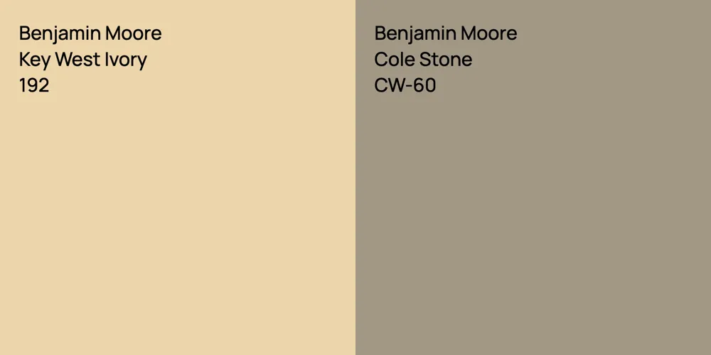 Benjamin Moore Key West Ivory vs. Benjamin Moore Cole Stone