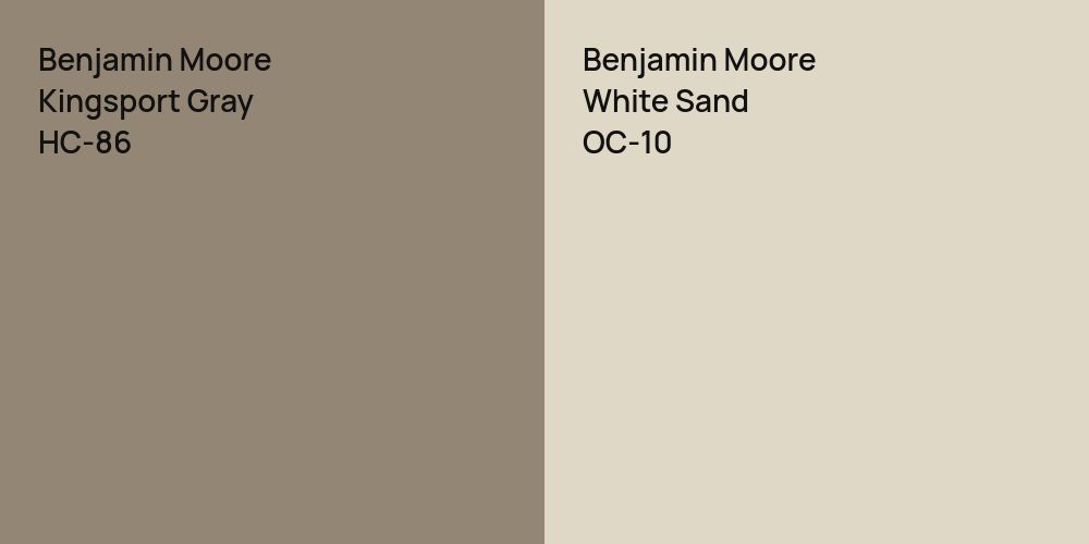 Benjamin Moore Kingsport Gray vs. Benjamin Moore White Sand