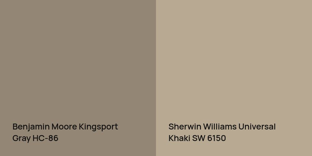 Benjamin Moore Kingsport Gray vs. Sherwin Williams Universal Khaki