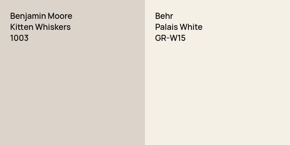 Benjamin Moore Kitten Whiskers vs. Behr Palais White