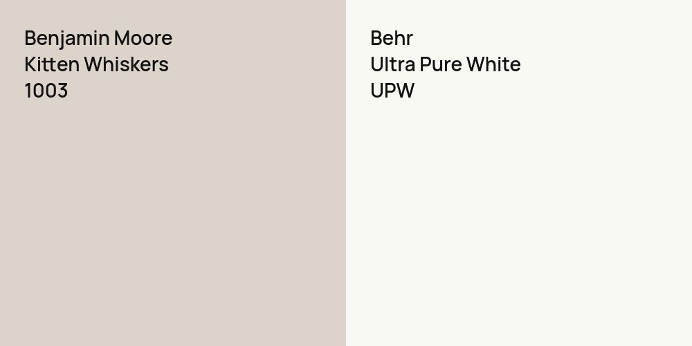 Benjamin Moore Kitten Whiskers vs. Behr Ultra Pure White