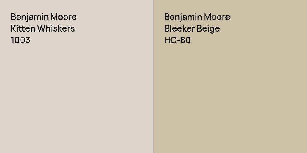 Benjamin Moore Kitten Whiskers vs. Benjamin Moore Bleeker Beige