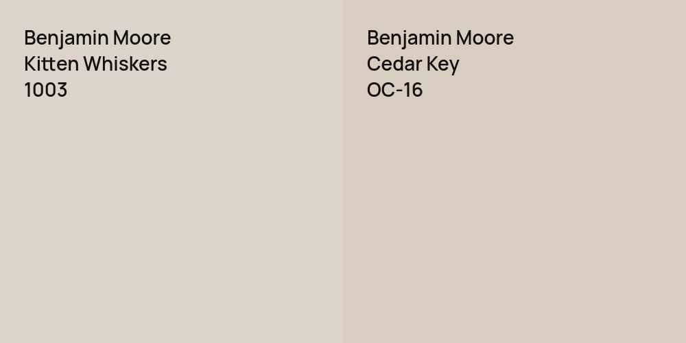 Benjamin Moore Kitten Whiskers vs. Benjamin Moore Cedar Key