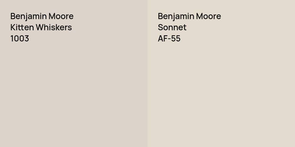 Benjamin Moore Kitten Whiskers vs. Benjamin Moore Sonnet