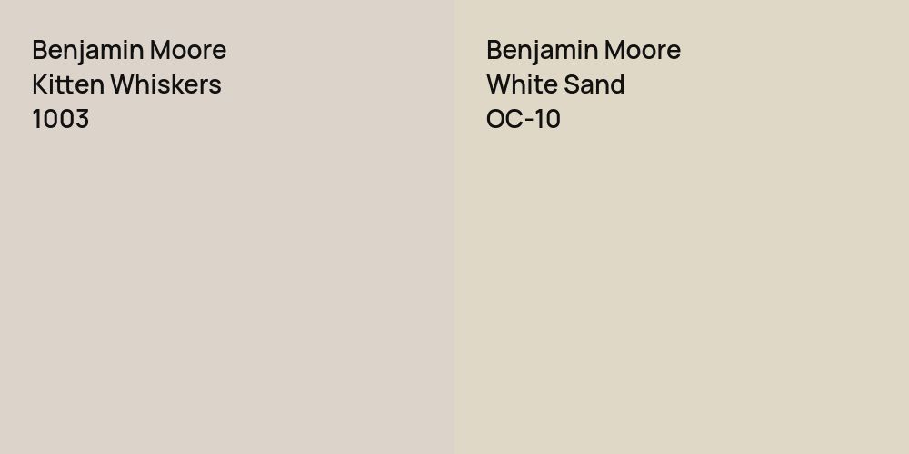 Benjamin Moore Kitten Whiskers vs. Benjamin Moore White Sand