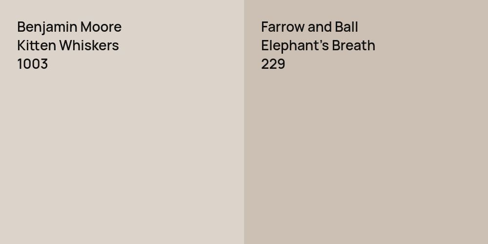 Benjamin Moore Kitten Whiskers vs. Farrow and Ball Elephant's Breath