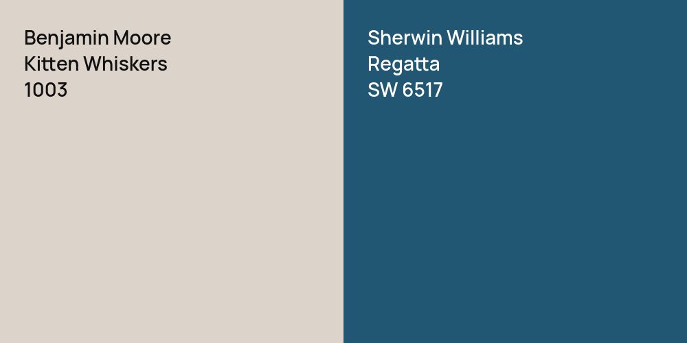 Benjamin Moore Kitten Whiskers vs. Sherwin Williams Regatta