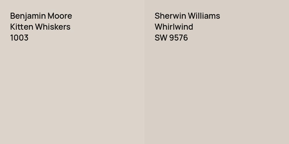 Benjamin Moore Kitten Whiskers vs. Sherwin Williams Whirlwind