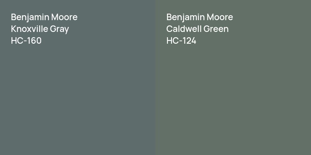 Benjamin Moore Knoxville Gray vs. Benjamin Moore Caldwell Green