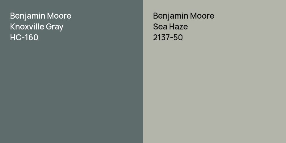 Benjamin Moore Knoxville Gray vs. Benjamin Moore Sea Haze